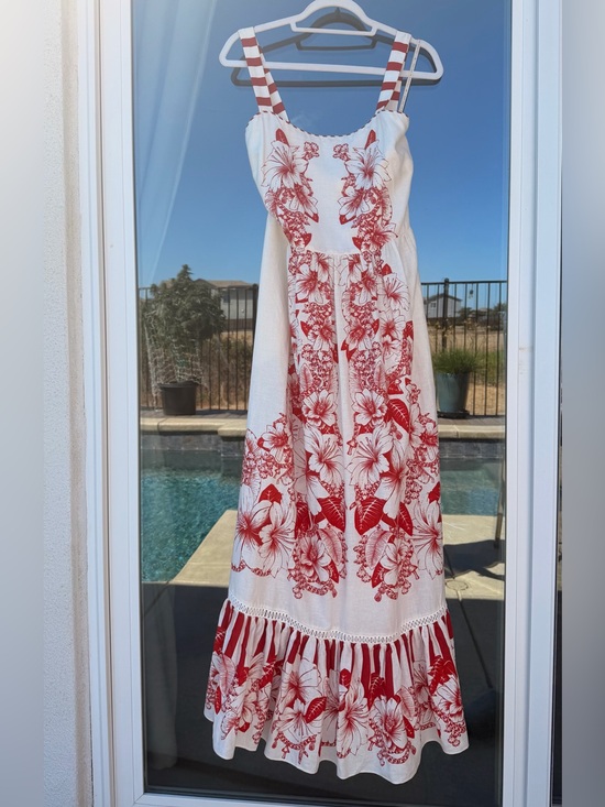 FARM Rio Dresses & Skirts - FARM Rio Off-White Floral Chains Maxi Dress Size L NWT